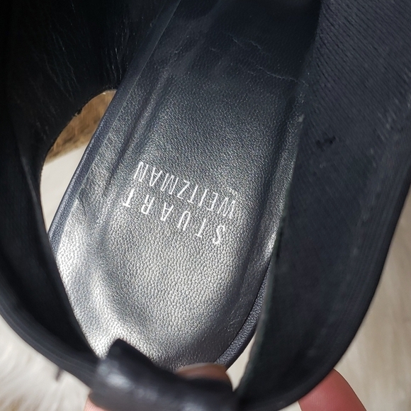 Stuart Weitzman Glover Stretch Wedge Sandal, Gray Denim 9 - Picture 6 of 14